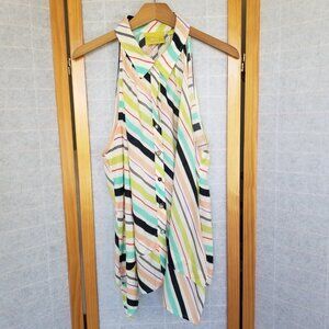 Anthropologie Maeve Top Tesni Multicolor Stripe Swing Tank Size 12